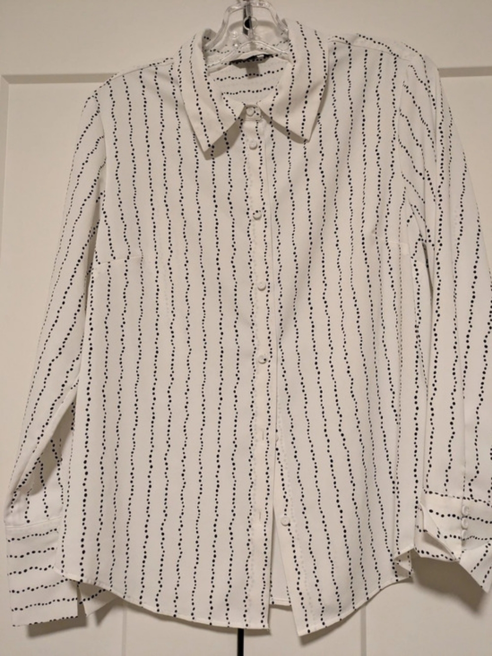 RWN & CO Dotted Stripe Button Down White & Black Size Medium